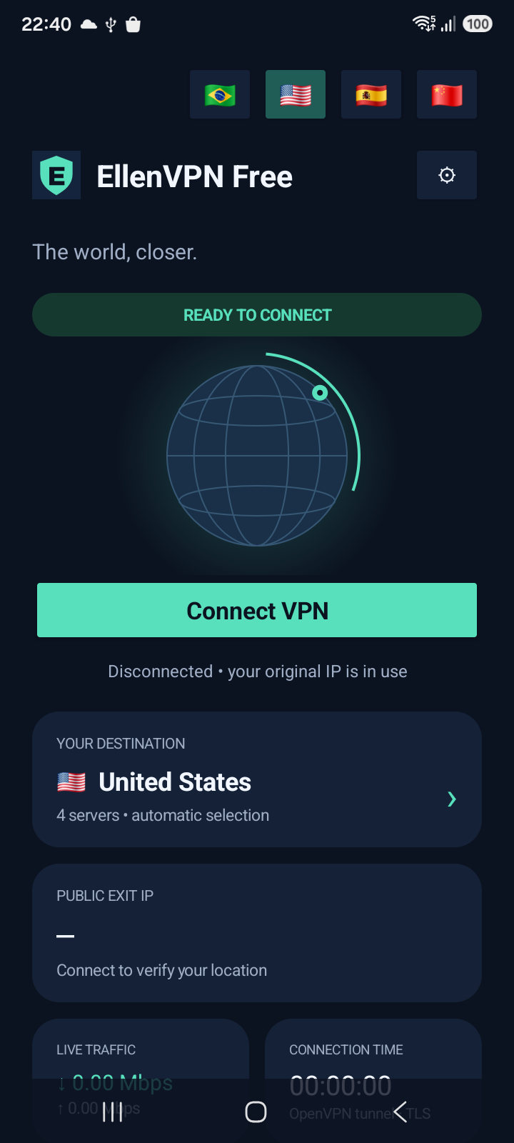 Actual interface on Android