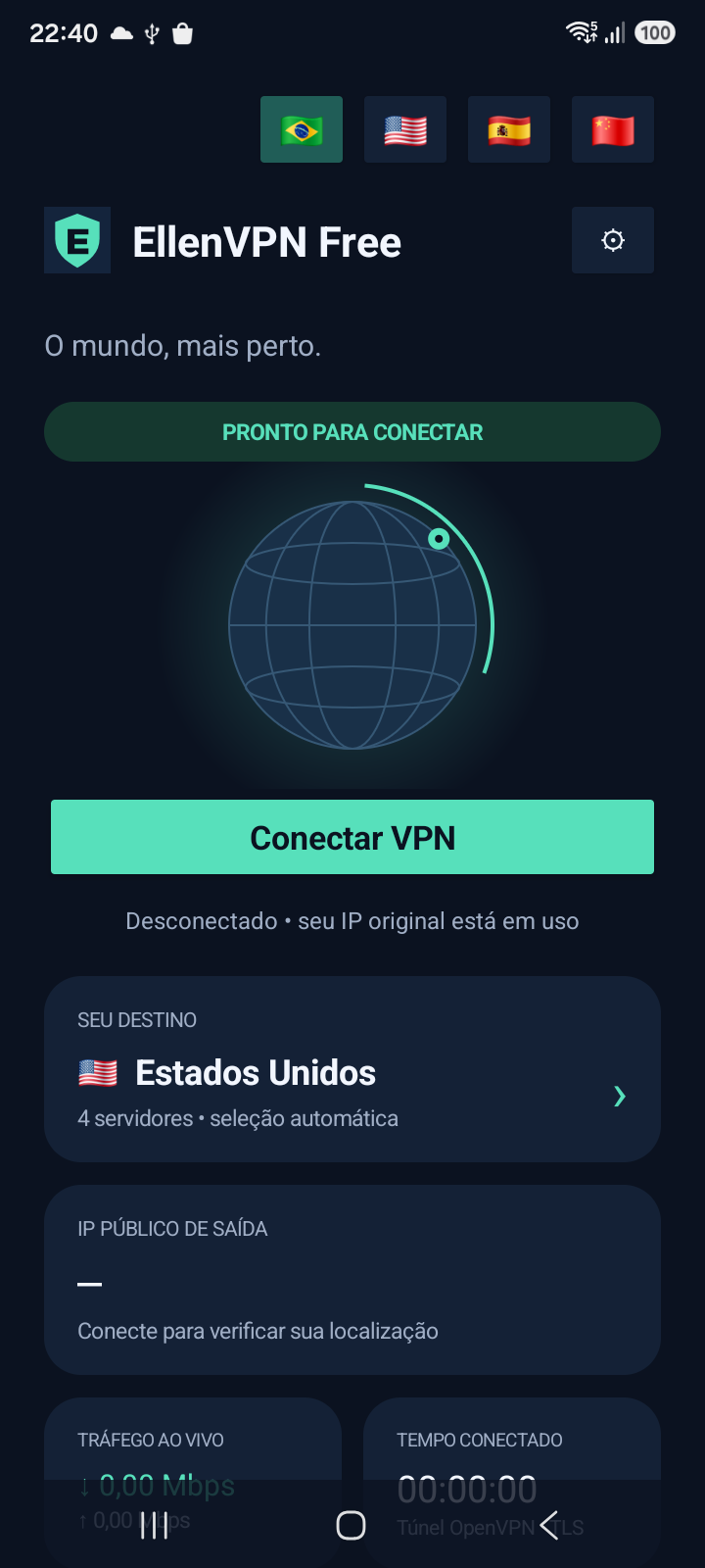Captura real da interface no Android
